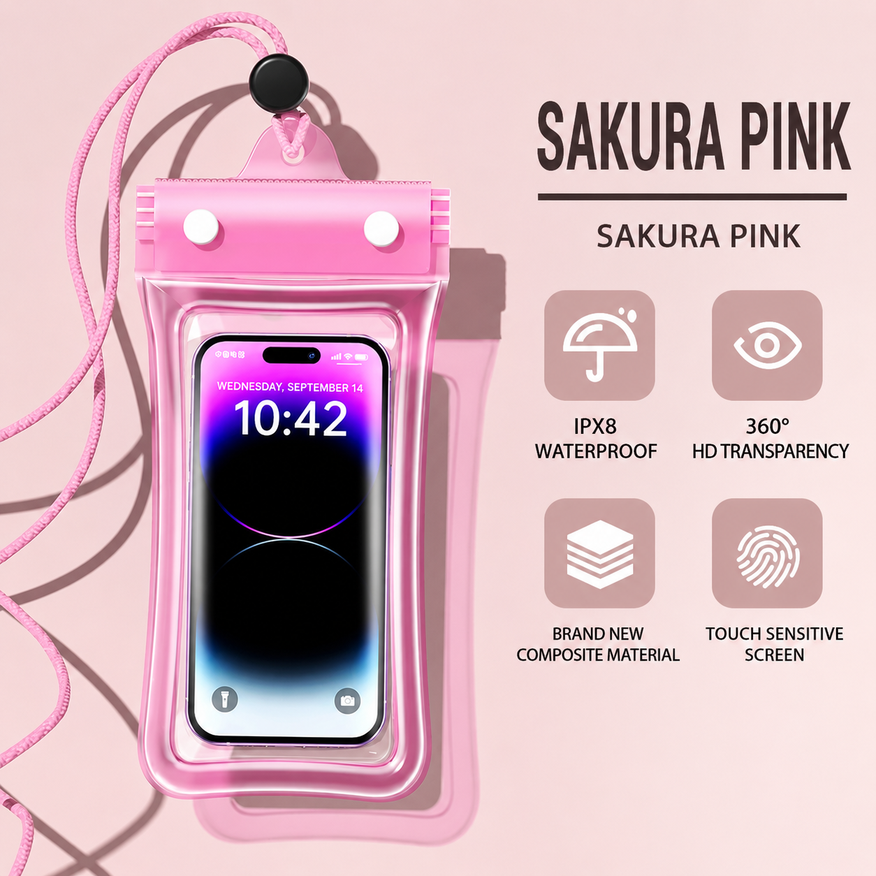 Airbag Waterproof Phone Case, Touch Compatible For Swimming Rafting