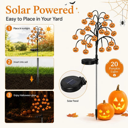 Solar-powered Halloween ground-stake lights for outdoor holiday decoration