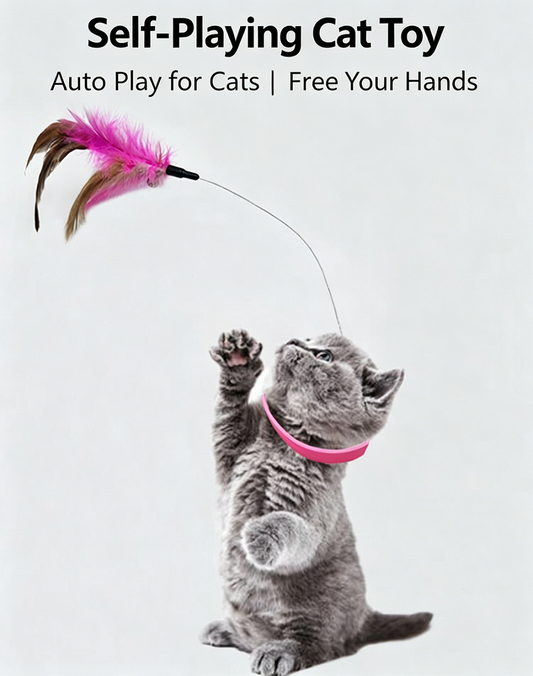 Head-Mounted Cat Feather Wand, Interactive Self-Play Teaser Toy for Indoor Cats