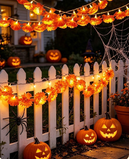 Halloween-themed LED marigold string lights（Waterproof battery box version）