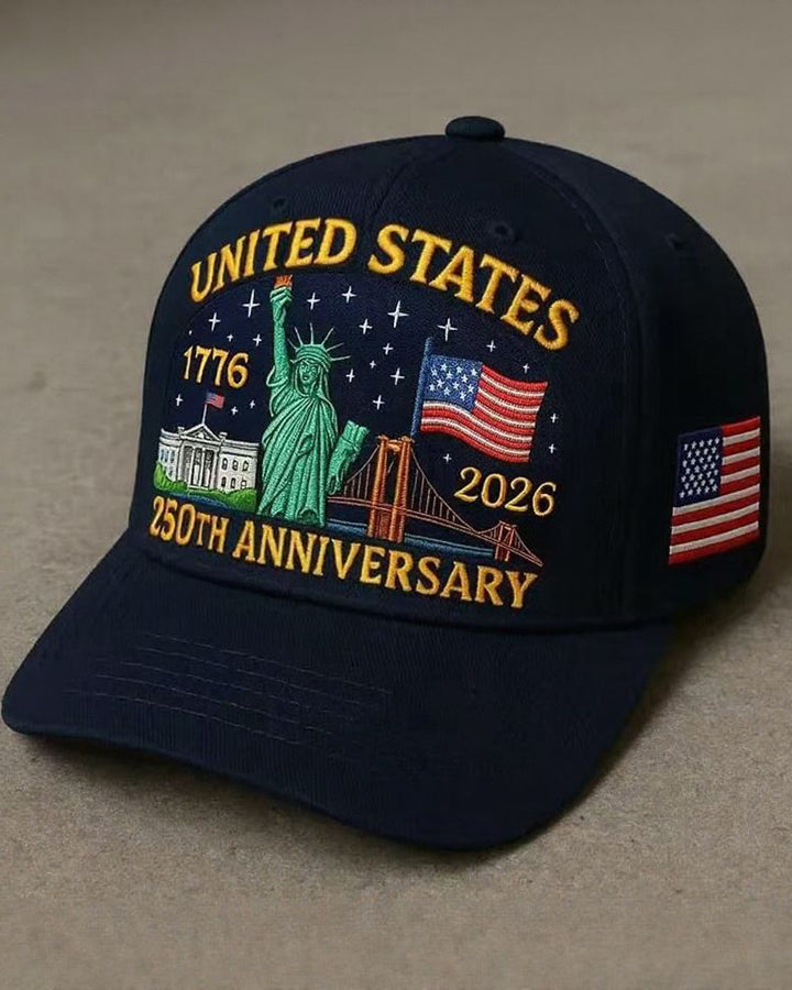 Embroidered American Independence Day Sunshade Baseball Cap Outdoor Duck Tongue Hat 250 Anniversary