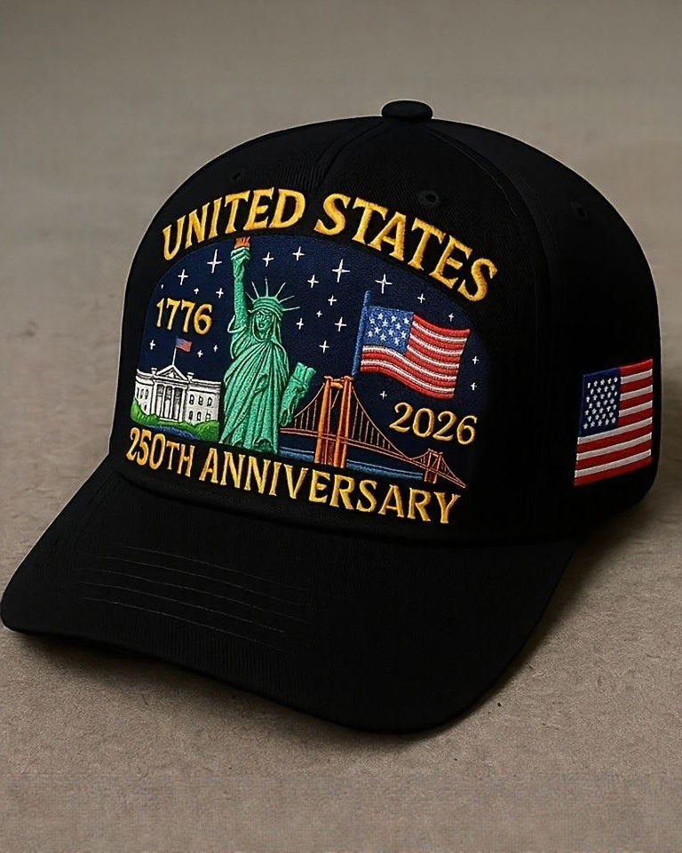Embroidered American Independence Day Sunshade Baseball Cap Outdoor Duck Tongue Hat 250 Anniversary