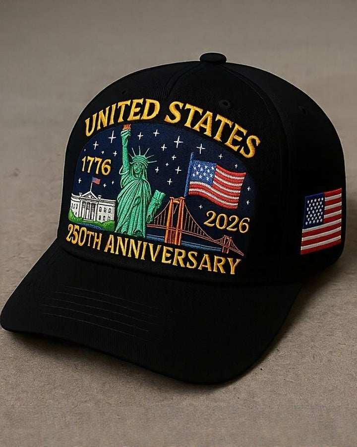 Embroidered American Independence Day Sunshade Baseball Cap Outdoor Duck Tongue Hat 250 Anniversary