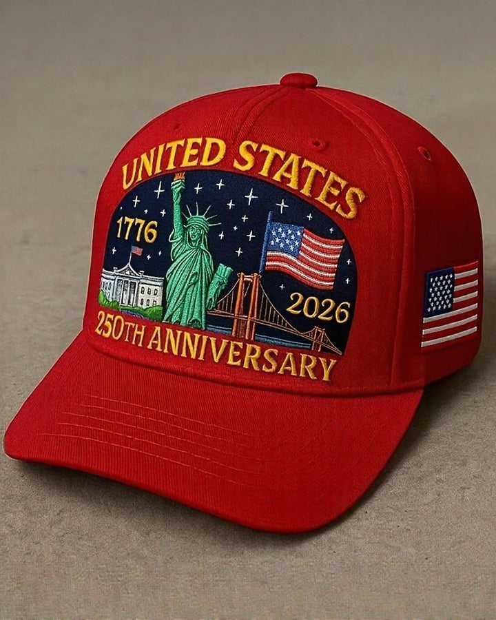 Embroidered American Independence Day Sunshade Baseball Cap Outdoor Duck Tongue Hat 250 Anniversary