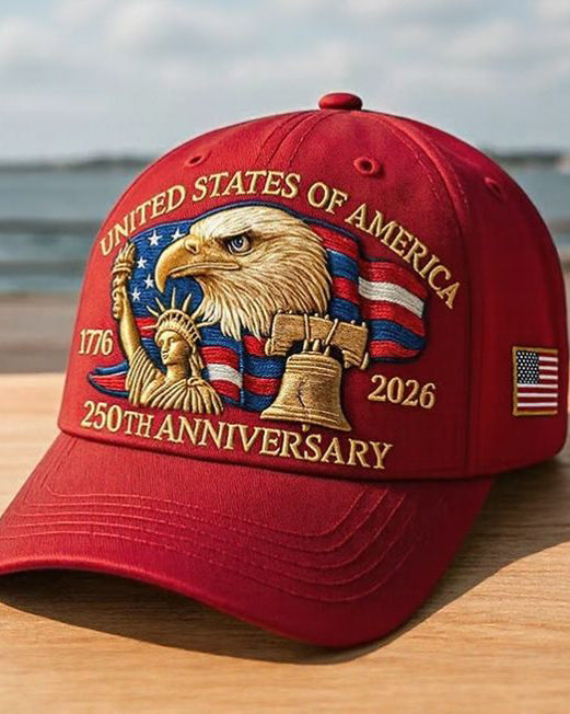 United States 250th Anniversary Statue of Liberty & Eagle Head Embroidered Cap