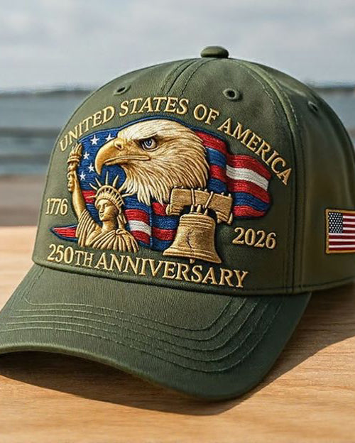 United States 250th Anniversary Statue of Liberty & Eagle Head Embroidered Cap