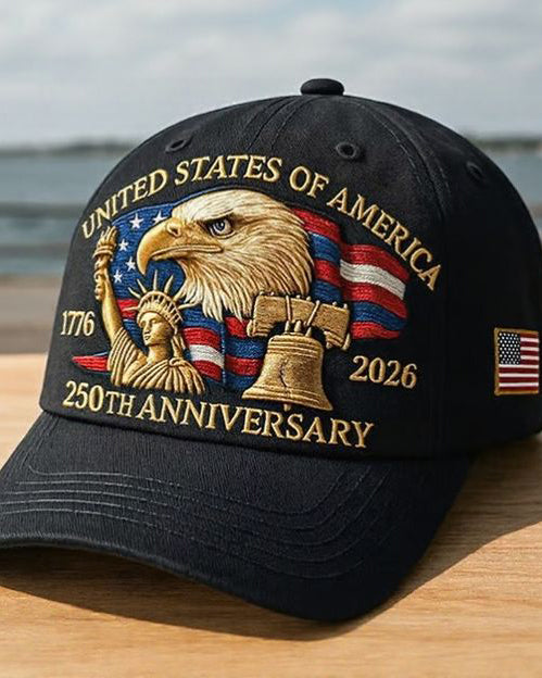 United States 250th Anniversary Statue of Liberty & Eagle Head Embroidered Cap