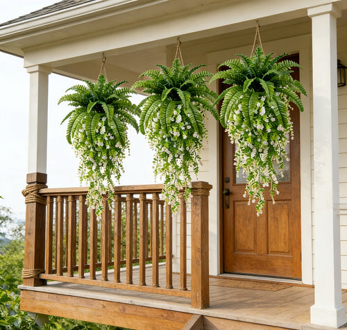 Mixed Artificial Boston Fern and Camellia Vine