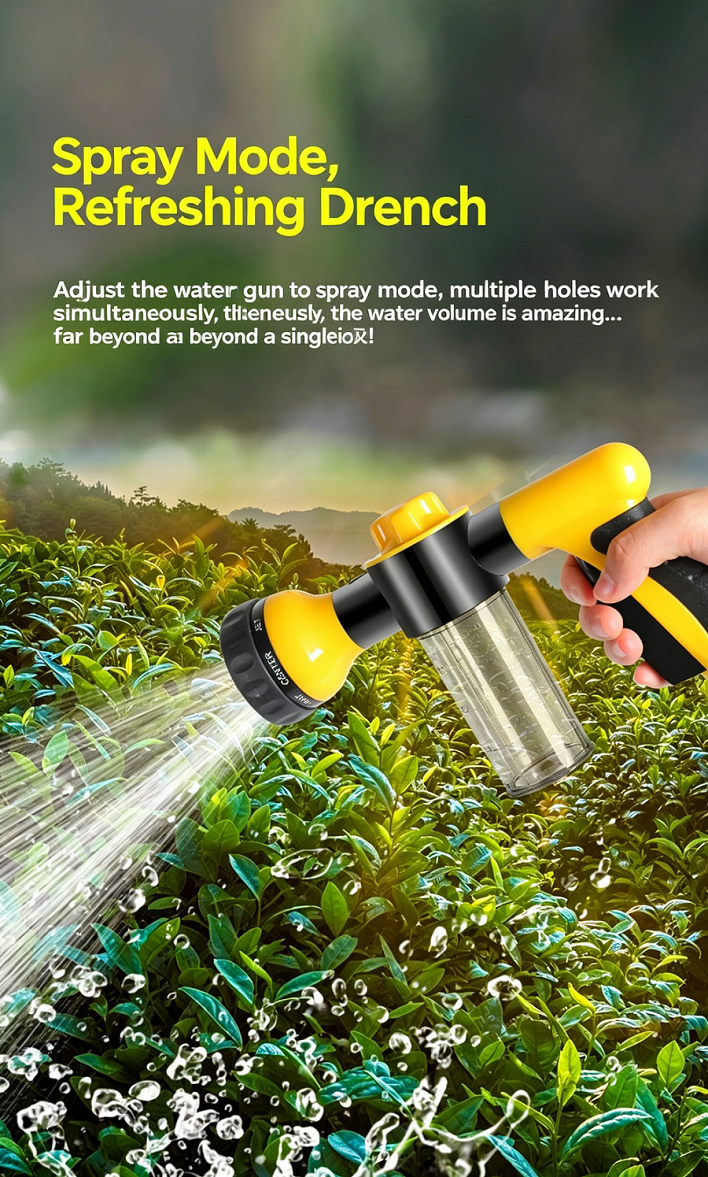 Adjustable High Pressure Car Wash Foam Gun, Multi-Use Sprayer Nozzle for Cars, Plants & Pets