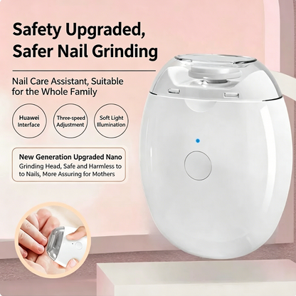 One-Touch Automatic Electric Nail Clipper, Low Noise 3-Speed Adjustable Nail Grinder with LED Light for All Family