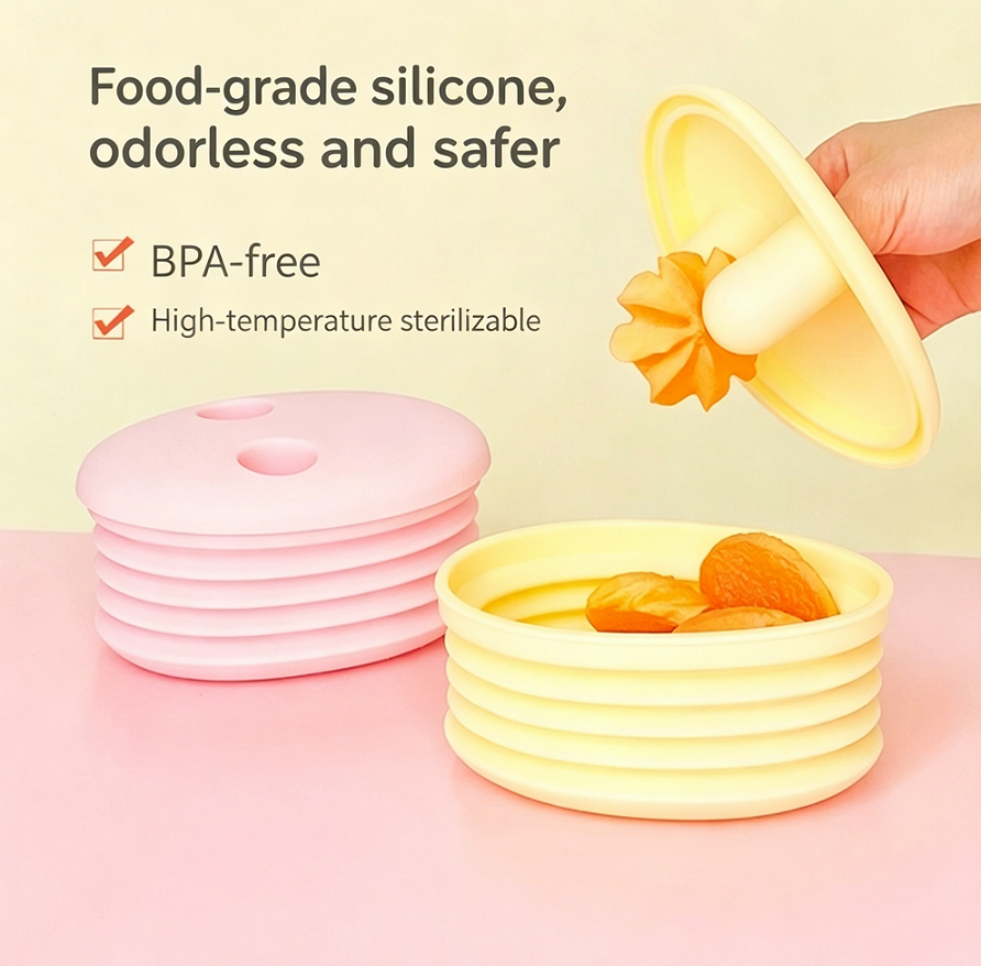Mess-Free Silicone Snack Cup with Finger Grip, Reusable Food-Grade BPA-Free Fruit Holder