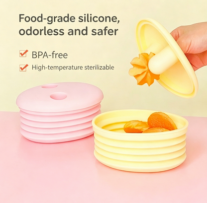 Mess-Free Silicone Snack Cup with Finger Grip, Reusable Food-Grade BPA-Free Fruit Holder