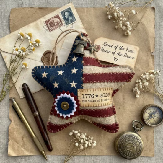 Handcrafted America 250th Anniversary Keepsake Ornaments | Rustic Patriotic Decor US