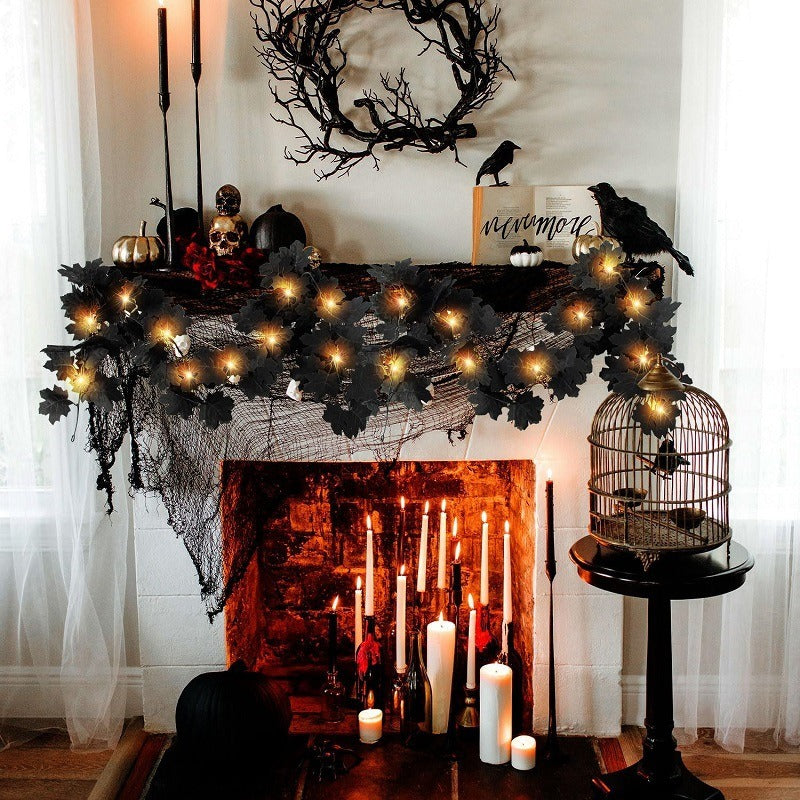 Halloween Maple Leaf Wreath with LED Ambient Lights