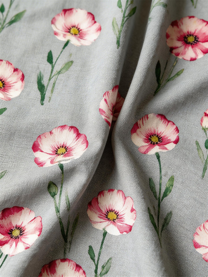 Light Grey Floral-Print Pocket Dress