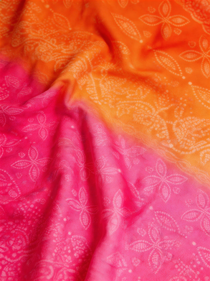 Orange Powder Gradient Floral Print Pocket Dress