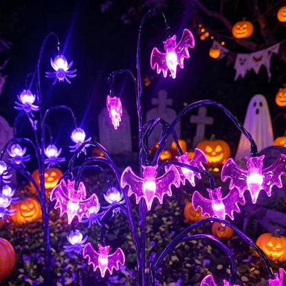 Solar-powered Halloween ground-stake lights for outdoor holiday decoration