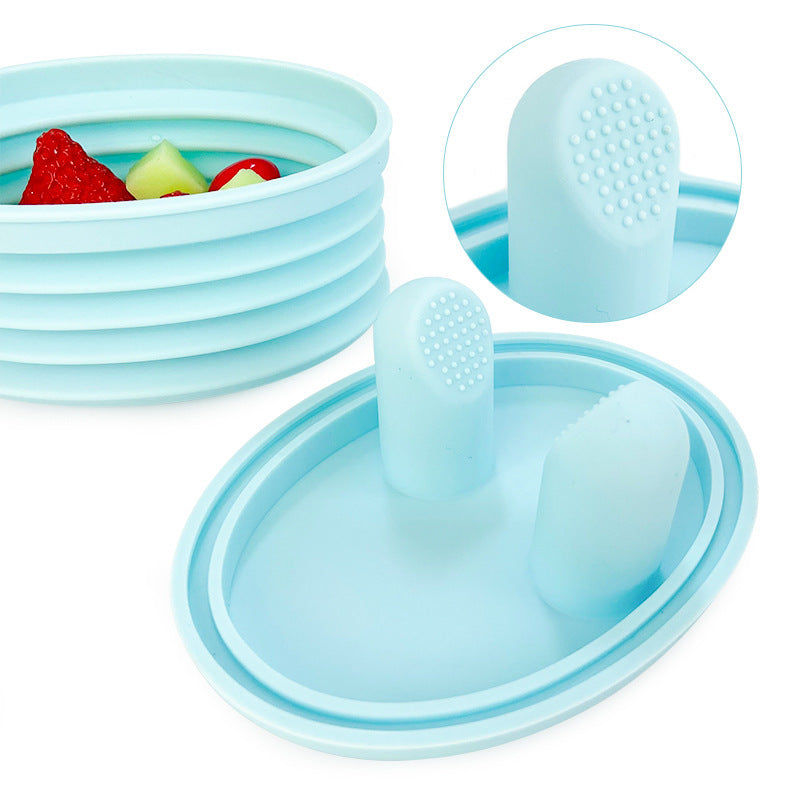 Mess-Free Silicone Snack Cup with Finger Grip, Reusable Food-Grade BPA-Free Fruit Holder