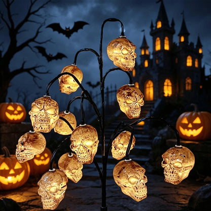 Solar-powered Halloween ground-stake lights for outdoor holiday decoration