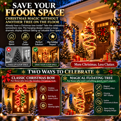 Giant Lighted Christmas Bow Hanging Decoration