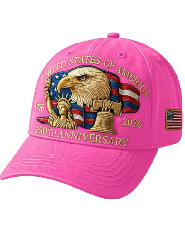 United States 250th Anniversary Statue of Liberty & Eagle Head Embroidered Cap