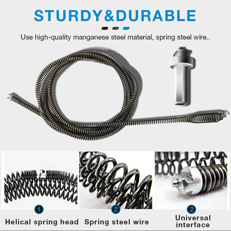 Flexible Spring Drain Auger, Pipe Cleaning Tool for Electric Drill, Home Use Clog Remover for Sink, Floor Drain and Toilet