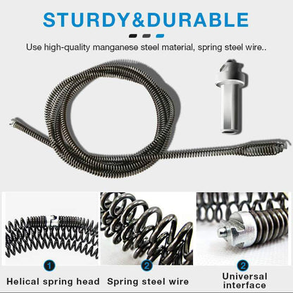 Flexible Spring Drain Auger, Pipe Cleaning Tool for Electric Drill, Home Use Clog Remover for Sink, Floor Drain and Toilet