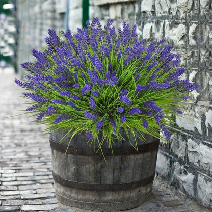 Outdoor Artificial 10-Stem Spring Grass and Lavender Bouquet