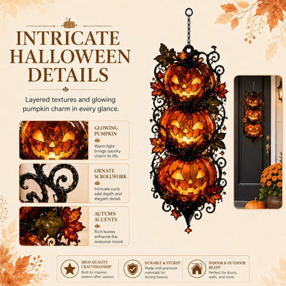 Acrylic Triple-Pumpkin Halloween Hanging Decoration