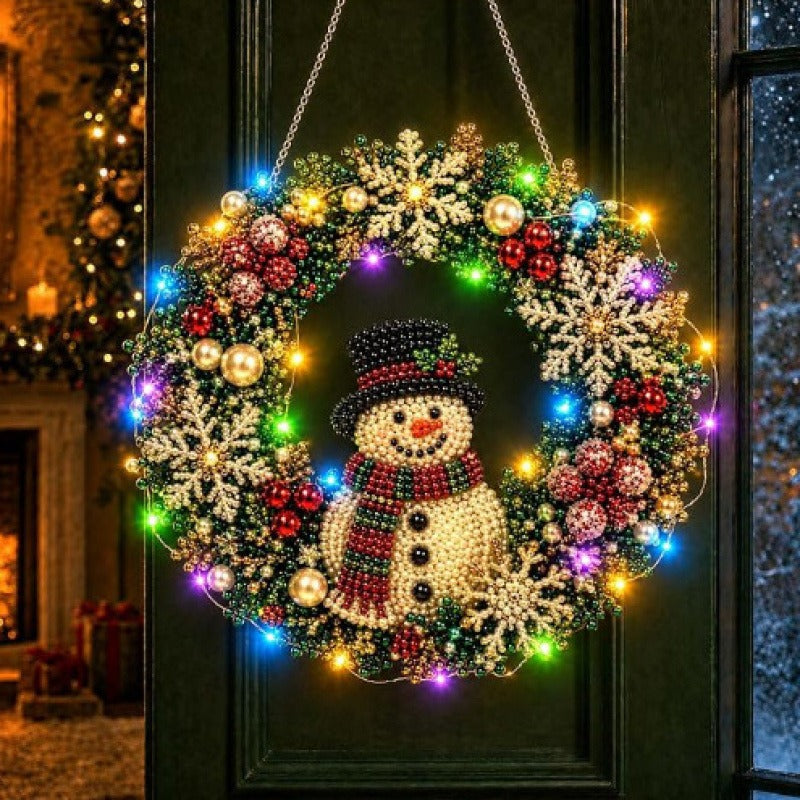 LED Christmas-Themed DIY Pearl and Diamond Painting（With string lights）