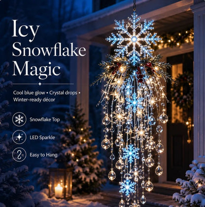 Hanging LED Christmas Porch Light – Crystal Snowflake Waterfall