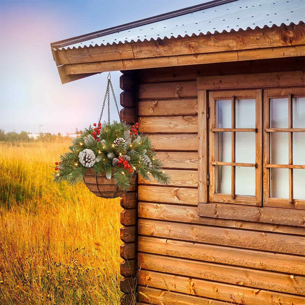 Artificial Hanging Basket Christmas Wreath