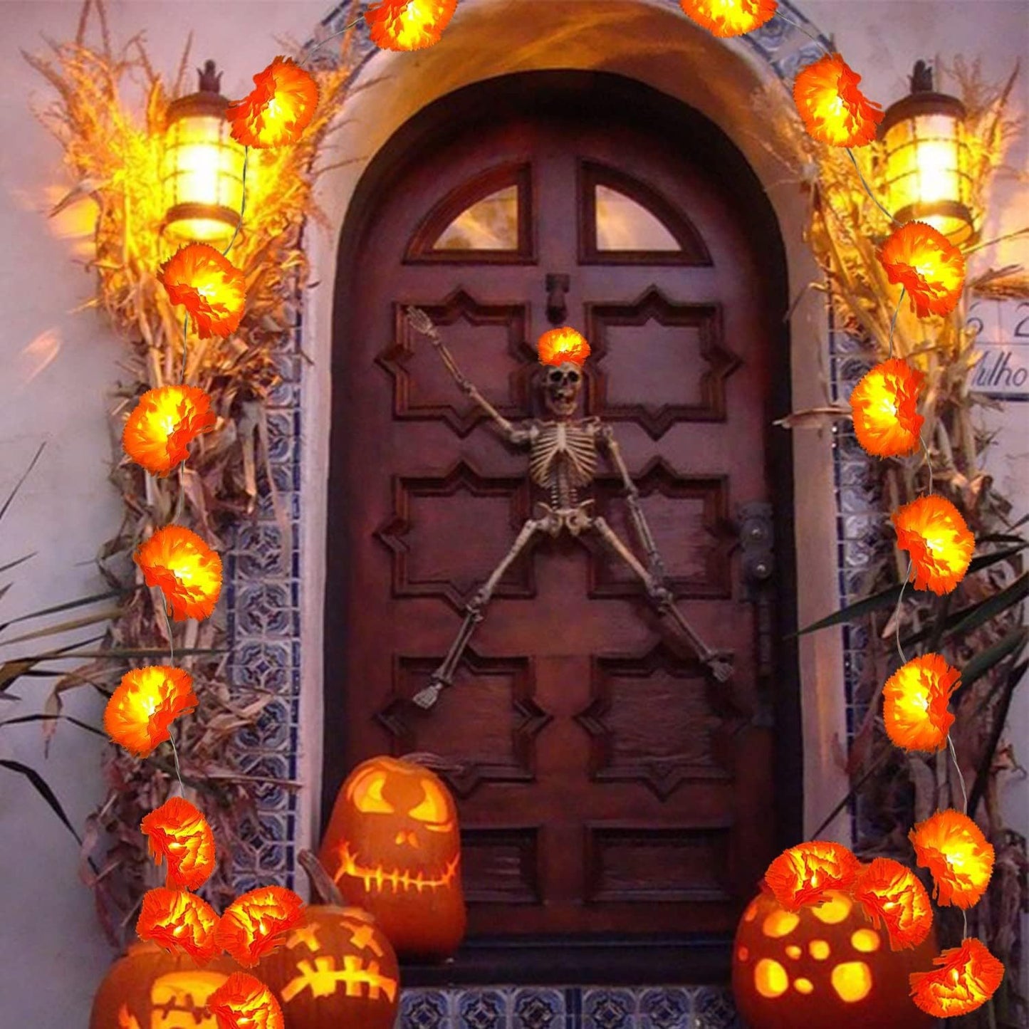 Halloween-themed LED marigold string lights（Waterproof battery box version）
