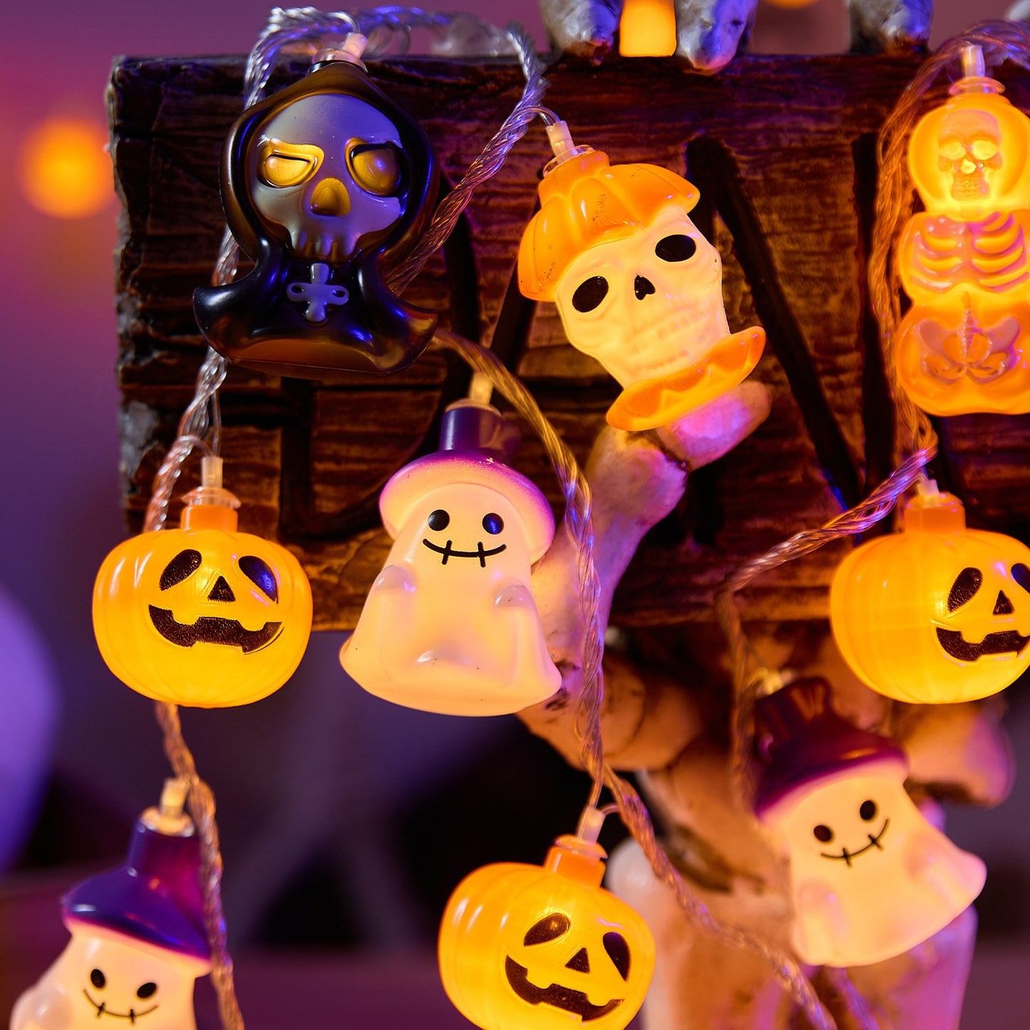 Halloween LED String Lights: Pumpkin and Skull Decorative Lights