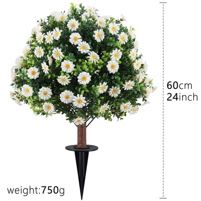 Outdoor Artificial Daisy and Boxwood Ground-Insert Plant