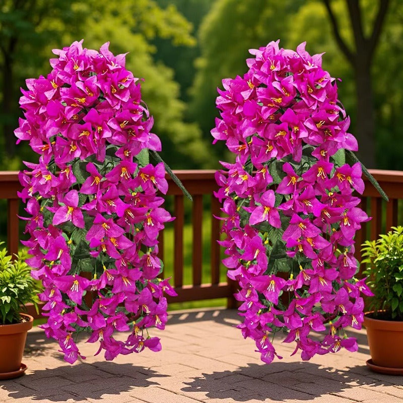 Artificial Bougainvillea Hanging Basket with Trailing Flowers
