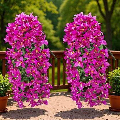 Artificial Bougainvillea Hanging Basket with Trailing Flowers