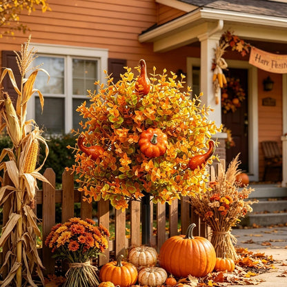 Halloween-themed eucalyptus pumpkin planting