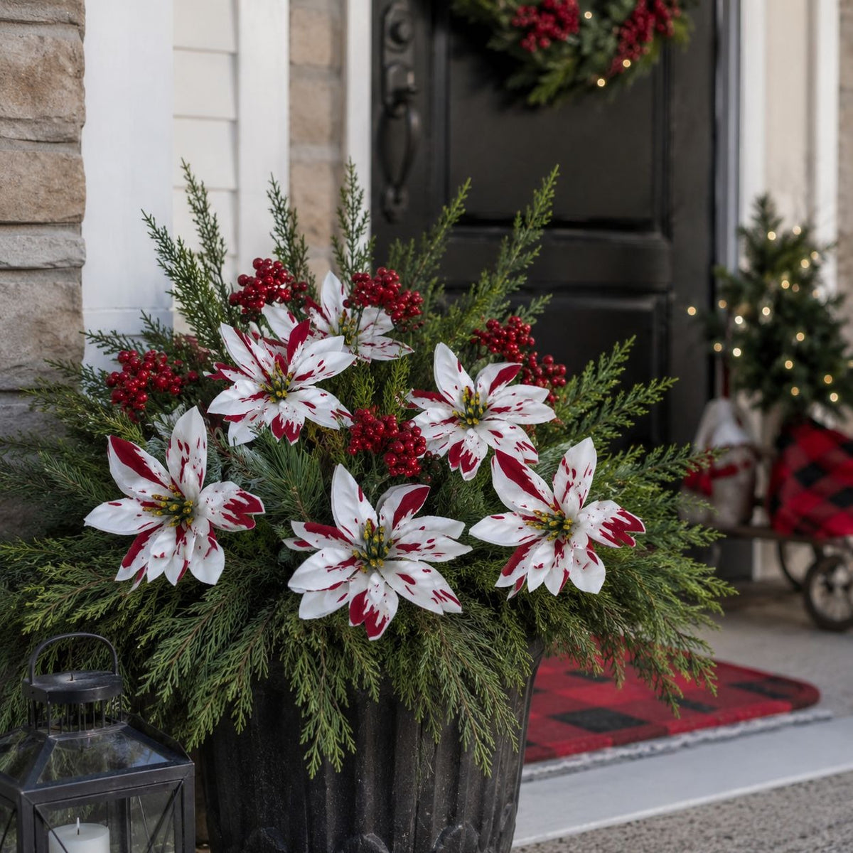 Artificial Poinsettia Potted Plant Insert