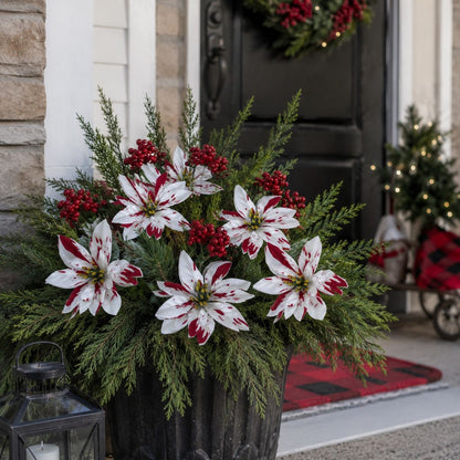 Artificial Poinsettia Potted Plant Insert