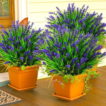 Outdoor Artificial 10-Stem Spring Grass and Lavender Bouquet