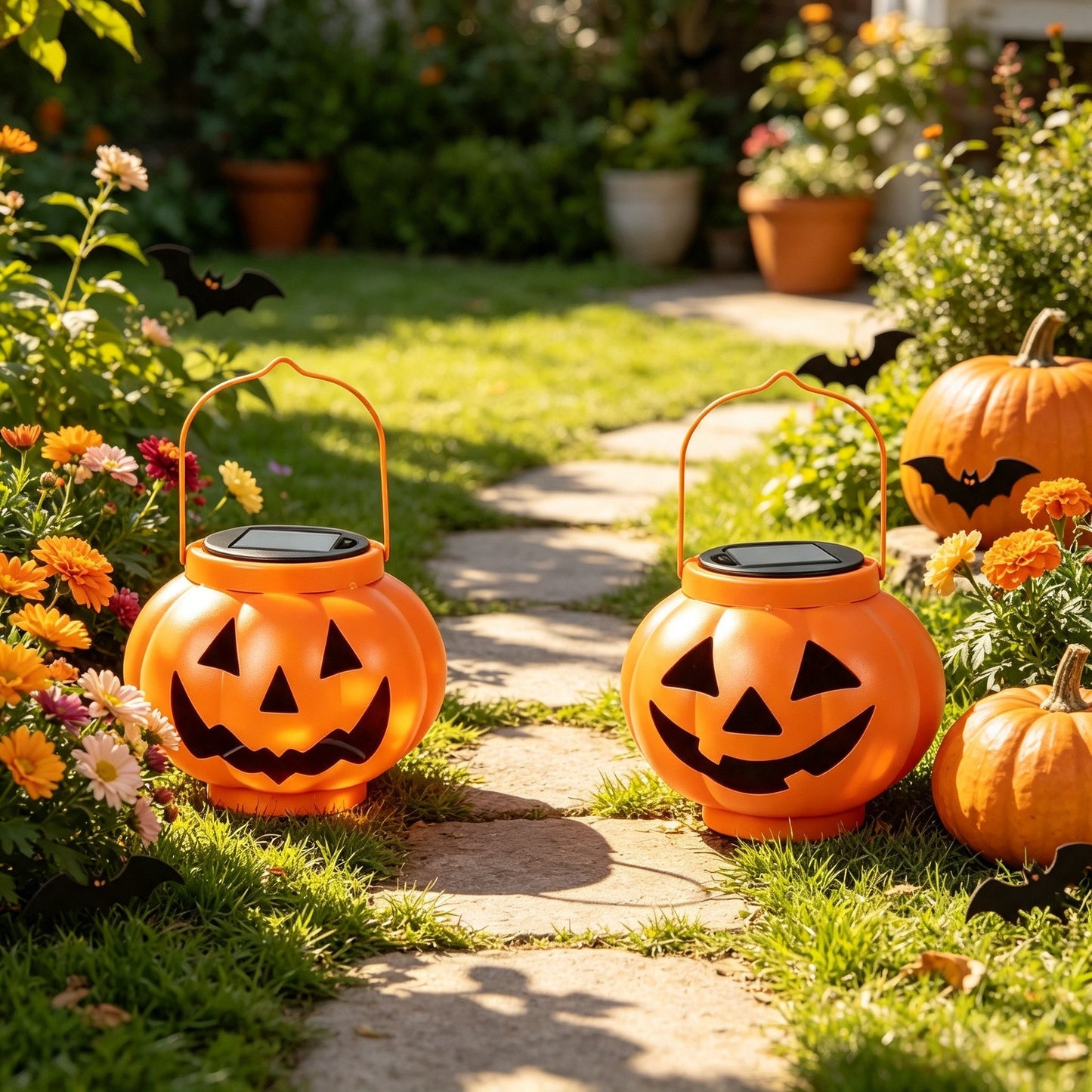 Solar-Powered Halloween Pumpkin Lantern Hanging Garden Light