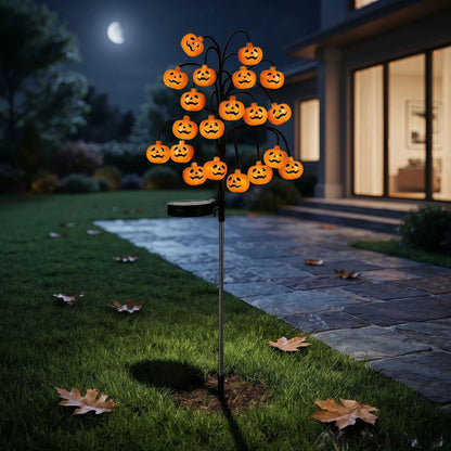 Solar-powered Halloween ground-stake lights for outdoor holiday decoration