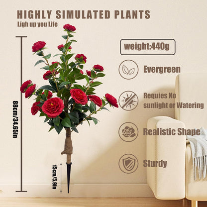 Artificial Camellia Potted Tree for Outdoor Decoration (Ground-Insert Style)