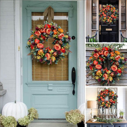 Fall Peony and Pumpkin Wreath