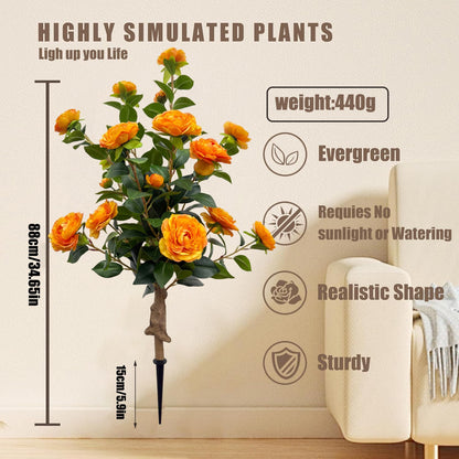 Artificial Camellia Potted Tree for Outdoor Decoration (Ground-Insert Style)