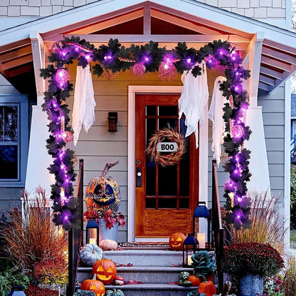 Halloween Maple Leaf Wreath with LED Ambient Lights