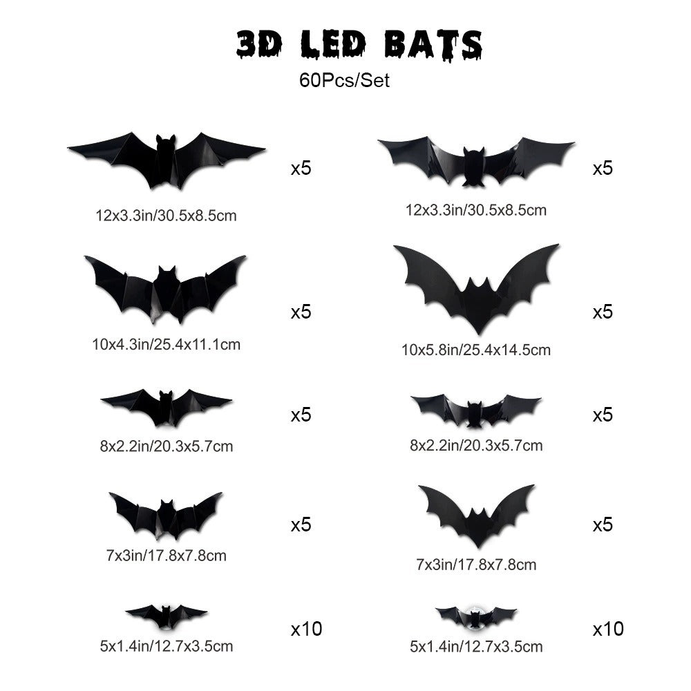Halloween LED Wall Decal Night Lights (Bat, Spider, and Ghost Designs)