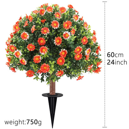 Outdoor Artificial Daisy and Boxwood Ground-Insert Plant
