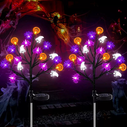 Solar-powered Halloween ground-stake lights for outdoor holiday decoration